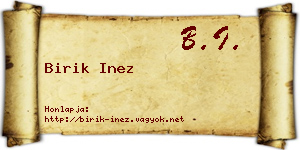 Birik Inez névjegykártya